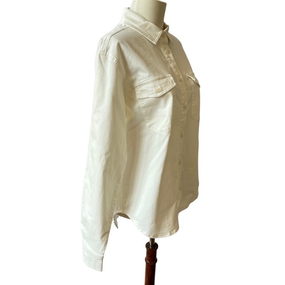 GOOD AMERICAN SHIRT NWT S CLOUD WHITE IVORY WESTERN CASUAL MINIMALIST CLASSIC - Picture 4 of 12